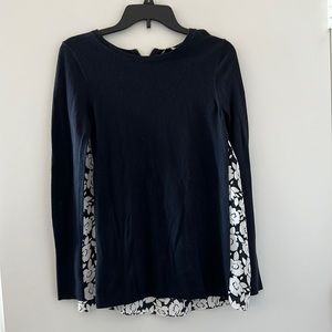 LOFT women’s sweater, Navy blue with floral backing, size XS